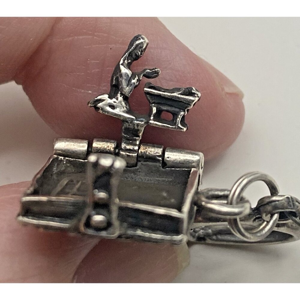 AB Crystal Cube Bracelet Bible Locket Charm Opens Mary Baby Jesus 925 Silver 7.5 - Picture 4 of 11